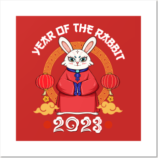 Yin Yan Bunny Zodiac Chinese New Year 2023 Year of Rabbit Posters and Art